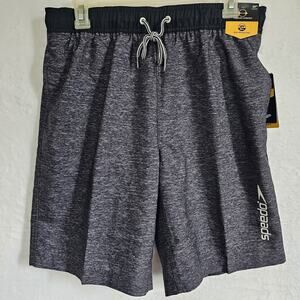 NWT Men's SPEEDO Swim Trunks Black Gray UPF 50+ Stretch Water Repellant Medium